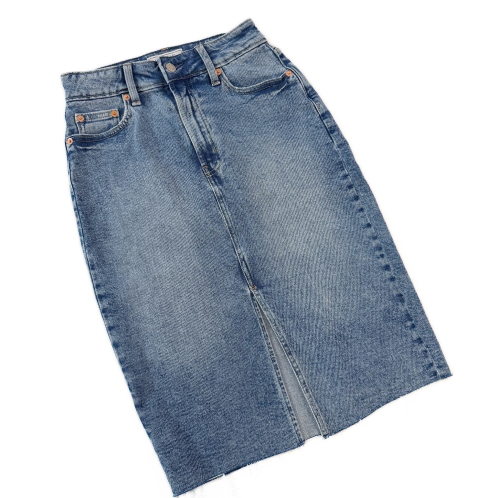Gap Skirt Womens 25 0 Petite Icon Denim Skirt High Rise Front Slit